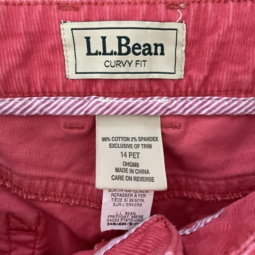 L.L Bean Womens Size 14P Corduroy Corduroy Curvy Fit Office Pants - Picture 2 of 3